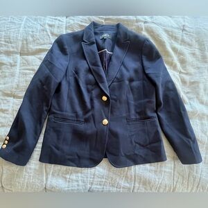 Talbot’s Wool Blend Navy Blazer Size 12P Lined Gold Buttons Classic Preppy